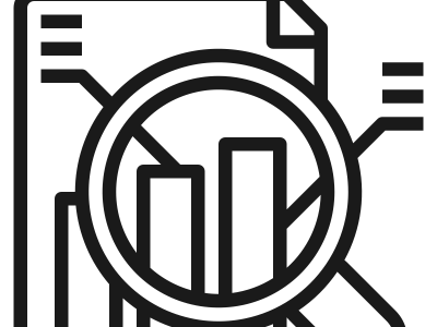 Default case study image of magnifying glass inspecting chart